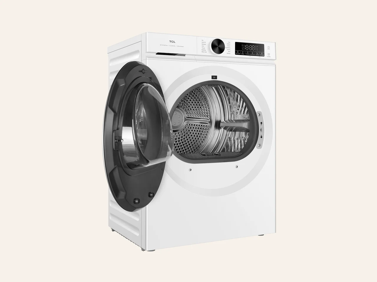 Suszarka TCL DP0844WE0PL z otwartymi drzwiami